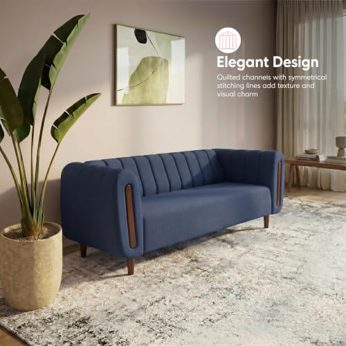 Image of Interio by Godrej Sofa Paramount 6 Seater Fabric Sofa Set (3+2+1) for Living Room, 1-Year Warranty, Solid Wood, Ocean Blue