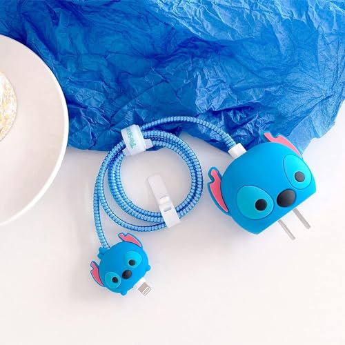 Image of Cartoon 3D Design Protective Case Compatible with Apple 18W - 20W USB-C Power Adapter Charger, Protective Cover for iPhone 18W & 20W Power Adapter Charger with Wire Saver. (Stich)