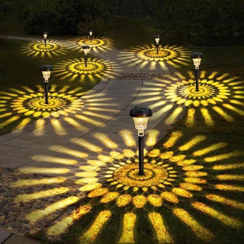 Illuminate Your Outdoors with These Top Solar Lights Choices 5 ROOR Ultra Bright Solar Lights 8 Pack, Outdoor Solar Yard Pathway Lights, Warm White IP67 Waterproof LED Garden Lights for Path, Backyard, Christmas, Lawn, Landscape Decorative