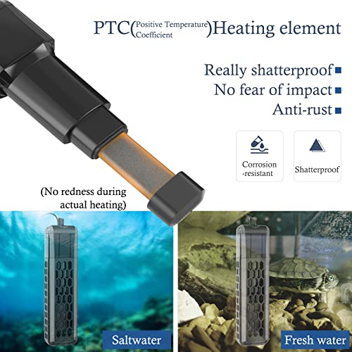 HITOP PTC Adjustable Aquarium Heater, Sturdy Fish Tank Heater with Protective Cover, 100W/200W/300W/400W Heater for… - Image 8