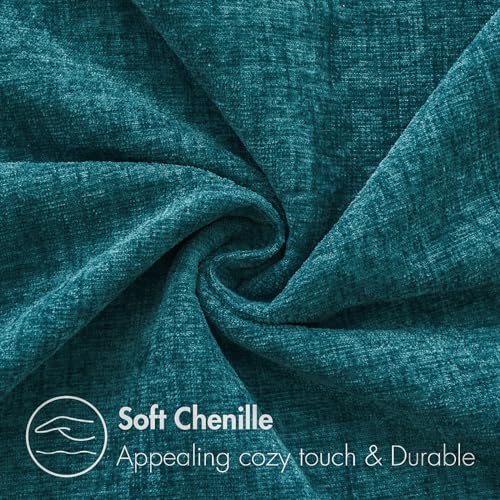 Image of MIULEE Pack of 2 Dark Teal Throw Pillow Covers 18x18 Inch Soft Chenille Pillow Covers for Sofa Living Room Couch Solid Dyed Cases