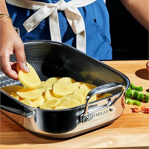 HexClad Hybrid Nonstick Small Roasting Pan with Rack, Dishwasher-Friendly, Oven-Safe Up to 900°F, Compatible with All Cooktops - Image 5