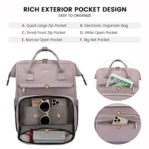 LOVEVOOK Laptop Backpack for Women Computer Backpack Purse 15.6 Inch Travel Work Nurse Teacher Bag Large Capacity Computer Backpack with USB Port3