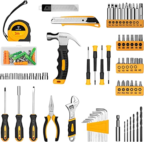 deko caisse a outil avec perceuse visseuse multifonction sans fil 8v, 126 pièces malette outils complete, ensemble d'outils avec perceusepour réparation, entretien et travail