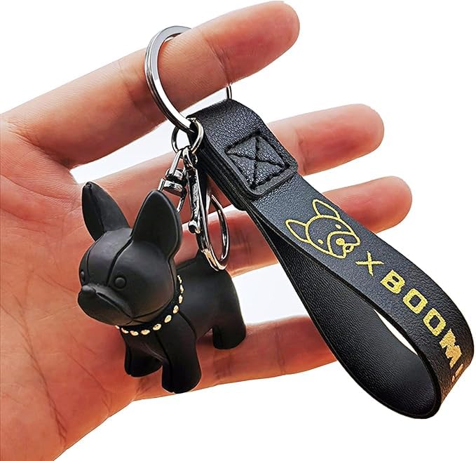 Esshogo Hund Anhänger Schlüsselbund, Niedlicher Bulldoggen Schlüsselring, Little French Pitbull Schlüssel Anhänger für Frauen, Herren, Tasche, Rucksack, Auto Schlüssel, Handtasche Dekoration
