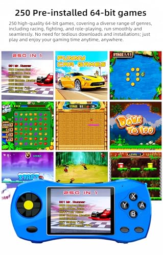 JXD 3.0" HD Console de Jeu Vidéo Portable pour Enfants Design Voiture de Sport 250 Jeux 64 Bits Préinstallés Connectable à la Télévision Jeux de Réflexion Enfants Jouet Puzzle – Image 5