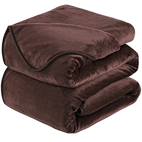 HOZY Plaid Couverture Polaire 130x150cm Chocolat Doux et Chaude - 350GSM Couverture de Lit 2 Personnes et Plaid Canapé Flanelle - Réversible Double Face