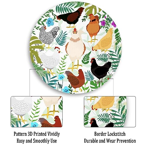 Image of Gctriki Round Mouse Pad for Desk, Cute Office Decor for Women, Chicken Small Mousepad,Stitched Edge Non-Slip Rubber Base, Personalized Computer Mouse Pads for Wireless Mouse,Funny Desk Accessories