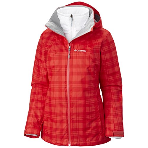 Columbia Whirlibird Interchange Jacket,Womens,Red Hibiscus Plaid,S