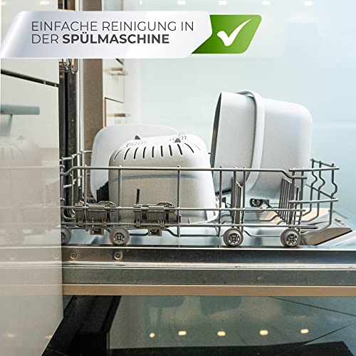 YourCasa® Komposteimer - 7L - für alltäglichen Biomüll in der Küche - Spülmaschinenfest - geruchsdicht- herausnehmbarer Inneneinsatz - Bio Mülleimer mit Deckel (Hellgrau) - Image 6