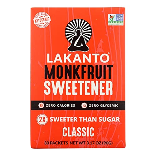 Lakanto Sugar Free Classic Monkfruit Sweetener, 3.17 Ounce - 30 per pack - 8 packs per case., 3.17 Ounce (Pack of 8)