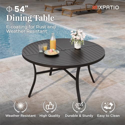 Image of MIXPATIO 7pc Patio Dining Set, 54 inch Round Metal Table, 6 Textilene Chairs