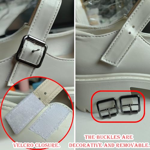 Image of Women's Platform Mary Janes Heart Cat Buckle Rivets Ankle Lolita Gothic Princess Platform Pumps Patent Leather Thorn Vintage Traditional Embroidery Upper Dress Shoes
