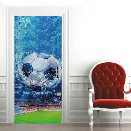 TACOKI Türtapete Selbstklebend Türposter Fußball Türbekleben Fußball Türbilder, 3D Effekt Fototapete Türfolie Poster Türaufkleber Wandtattoo Tür Dekoration Stickers 77x200 cm 658z