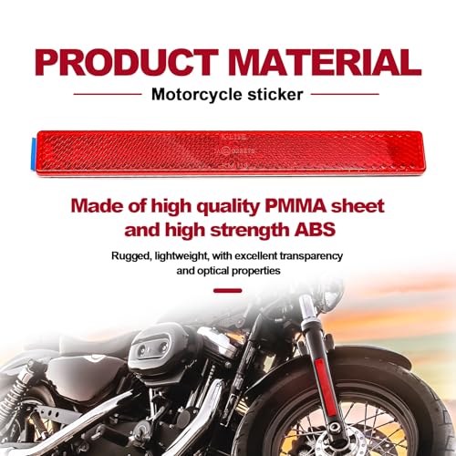 Image of 2 PCS Stick-On Smoked Saddlebag Reflector, Spoke Red Reflective Front Lower Legs of Harley, Night Visibility Reflectors for Cars, Trailer, Motorcycle, Trucks, Boat, Bicycle