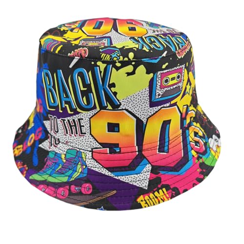 OUDQFCJ Sombrero Pescador Bucket Hat Retro Estilo 80s 90s para Hombre y Mujer Accesorio Vintage