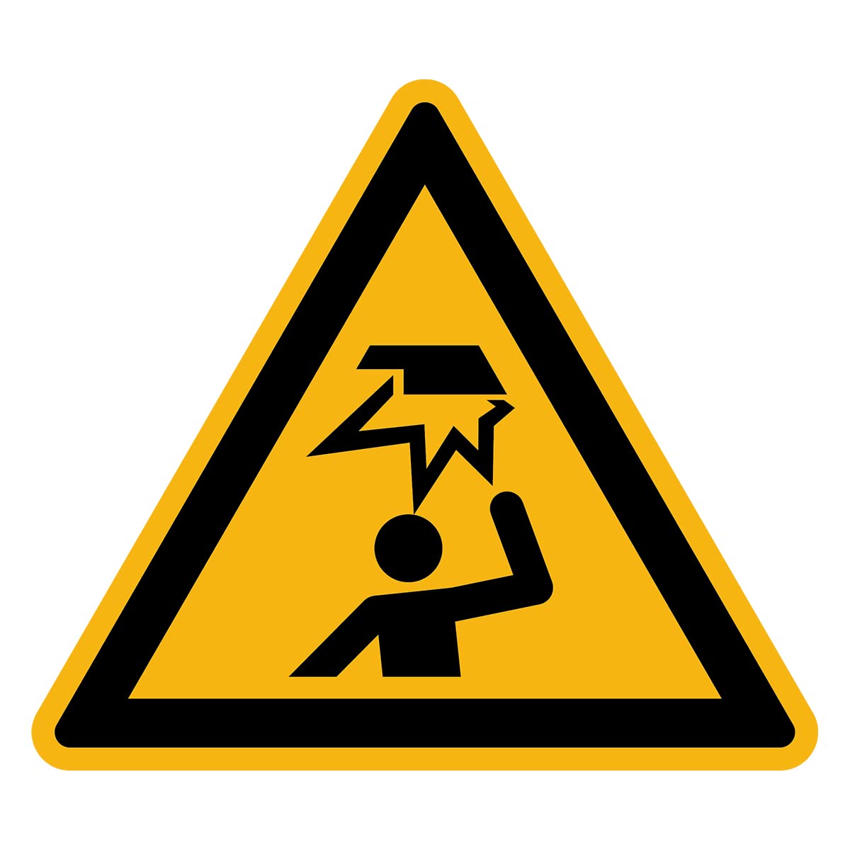 Sticker Danger Warning NF ISO 7010 - Laminated Triangular Signage Adhesive Sticker Water and UV Resistant - Obstacle In Height - 5x5 cm