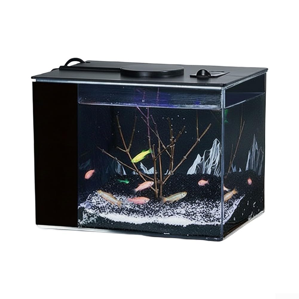 Plastic Fish BOWLs With Filter, Self Circulating Aquarium Kit For Home Office, Small Desktop Fish Tank With Adjustable LED Light, Quiet Internal Filter(S)