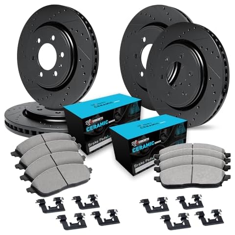 R1 Concepts Front Rear Brakes and Rotors Kit |Front Rear Brake Pads| Brake Rotors and Pads| Ceramic Brake Pads and Rotors |Hardware Kit - CBC.48033.42 Cover