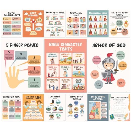 Decorably 15 Boho Christian Posters for Classroom,...