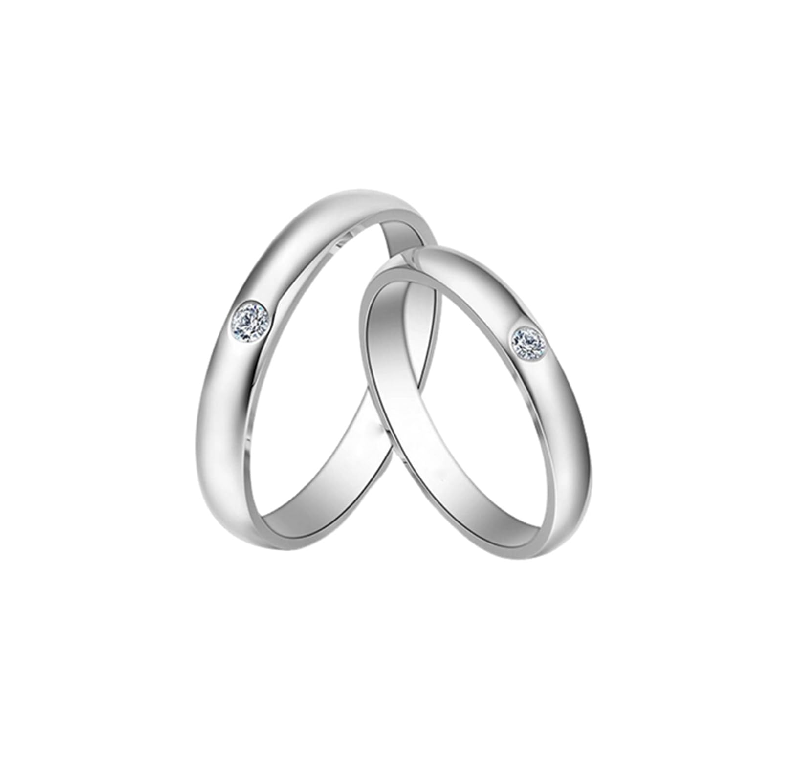 Hochzeits Ring Weißgold, Poliert Diamant Eheringe Echtgold Trauringe für Damen