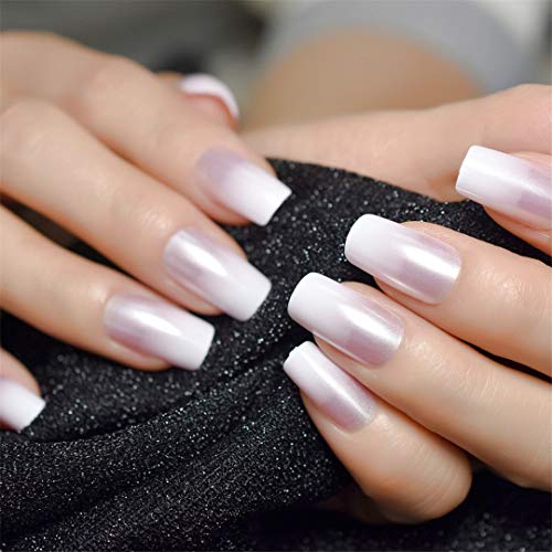 Ombre Medium Fake Nails Berry Red Gradient Designed Nails Manicue Full Cover Fingernails L5139