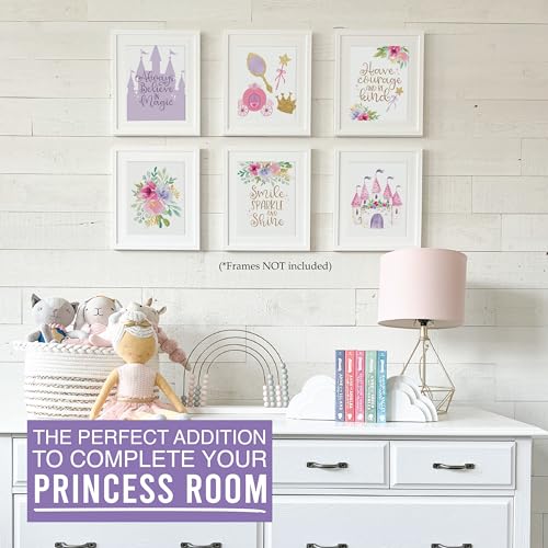 Image of Hadley Designs 6 Princess Room Decor for Girls Bedroom - Princess Wall Decor Posters for Kids, Reversible Unframed Wall Art Pictures for Toddlers & Girls Bedroom Decors, Made in USA