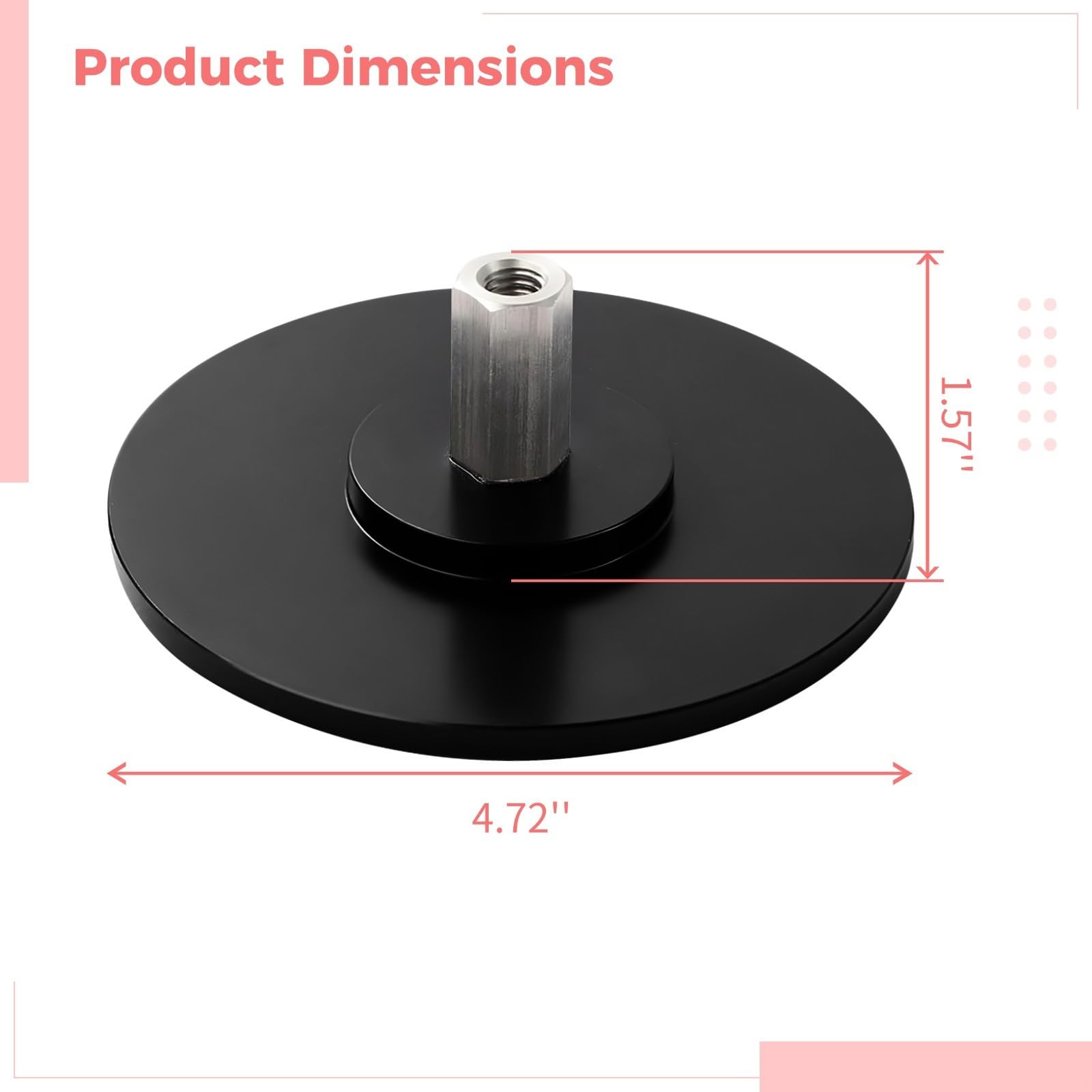 Adaptateur de base à ventouse – 11,9 cm avec vis M8 pour fixations Vac-U-Lock