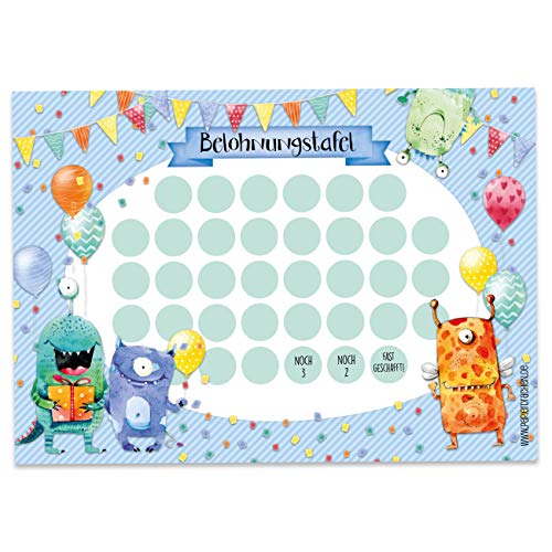 Papierdrachen Lot de 10 feuilles de tableau de récompense pour enfants - Concept motivant comme aide à l'éducation - Avec de superbes autocollants pour...