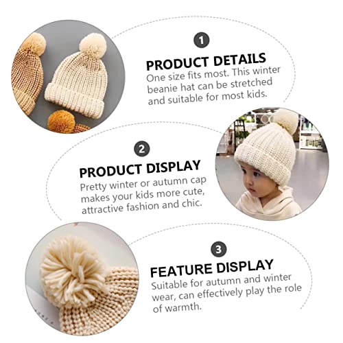 VALICLUD 1Pc Thick Warm Knitted Cap for Cute Woolen Hat Fits for Cold Weather for Indoor and Outdoor Wear Present for Boy Girl Beige3