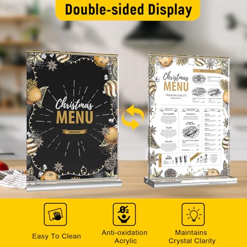 Image of Dynta Acrylic Sign Holder 8.5 x 11 Inches, Double Sided Table Sign Holder