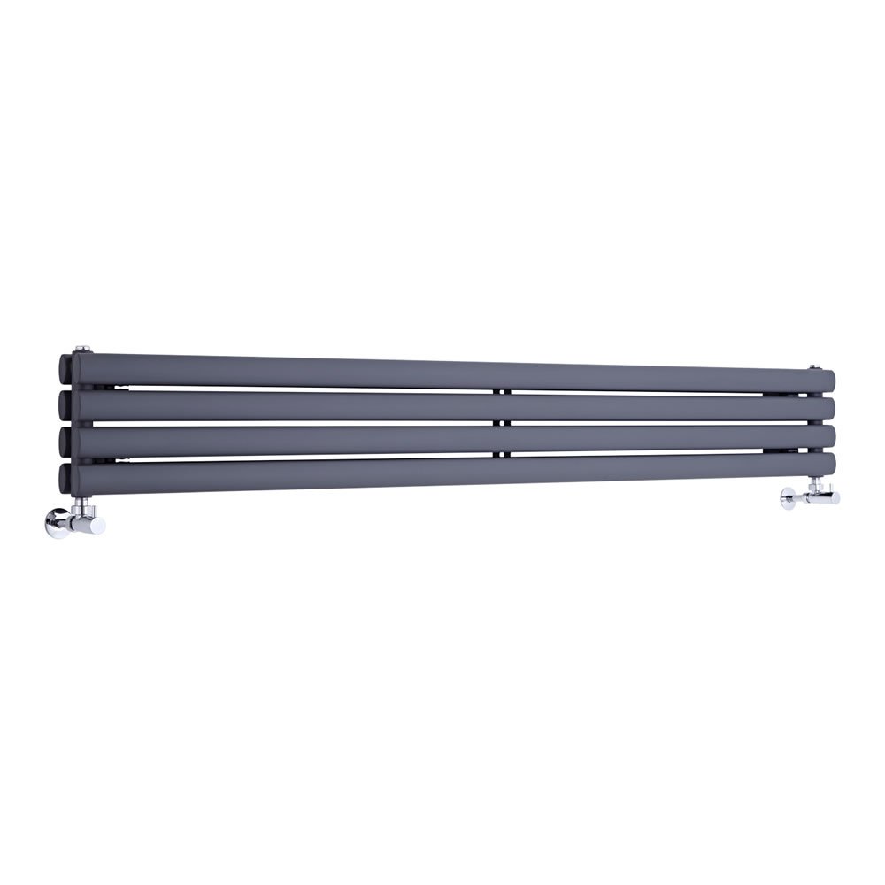Milano Aruba Anthracite Horizontal Double Oval Panel Radiator - 236mm x 1790mm