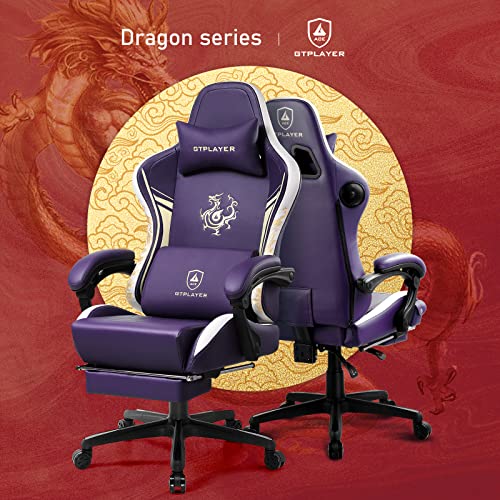 GTPLAYER Gaming Chair with Bluetooth Speakers and Footrest, Dragon Series Video Game Chair ，Heavy Duty Ergonomic Chair，Esports Gaming Chair，Computer Office Desk Chair by GTRACING (Purple)