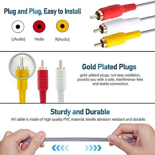 Image of 2 in 1 Wii Sensor Bar + Wii Composite Audio Video Cable, Wii AV Cables and Wired Motion Sensor Bar, Wii Replacement Cables Set Compatible with Wii Console
