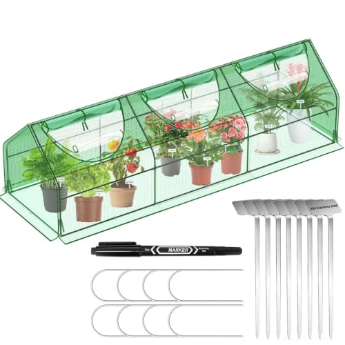 Image of 9x3x3Ft Large Greenhouse for Outside, Portable Green House with Mesh Vents