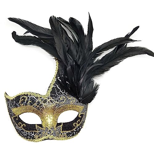 Damen Federmaske Venezianische Halloween Karneval Kostüme Party Ball Abschlussball Maske Frauen Feder Maskerade Maske Cosplay Augenmaske...