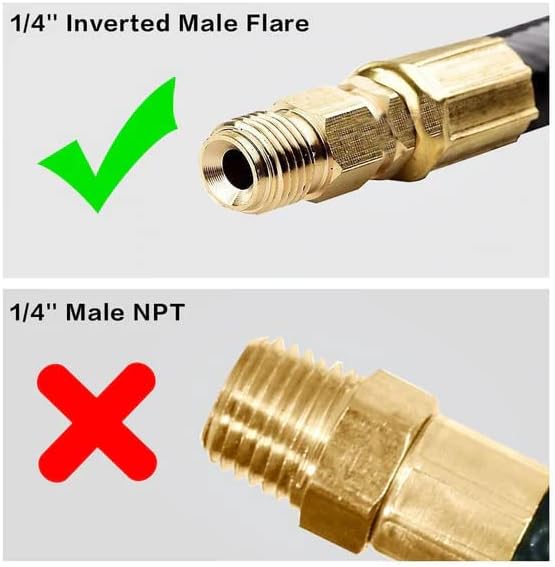 Miniatura 5 de GGC Conector QCC1 de manguera de coleta de propano RV de 1 pie con destello macho invertido de 14 '' (2PCS)