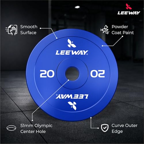 Image of Leeway Color Steel Weight Plates (20kg x 2) | Iron Plates for Gym | 51mm Olympic Hole | Metal weight for Home Gym & Powerlifting | Solid Steel Construction (Multi Color, 20kg Pair)