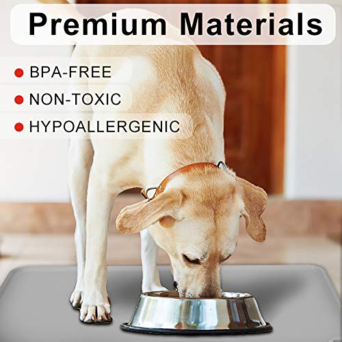 MIDOG Dog Food Mat - Silicone Dog Cat Bowl Mat for Feeding Food and Water - Lifetime Replacement - Washable Non-Slip Mat Waterproof Dog Placemat for Puppy Small Medium Large Pets
