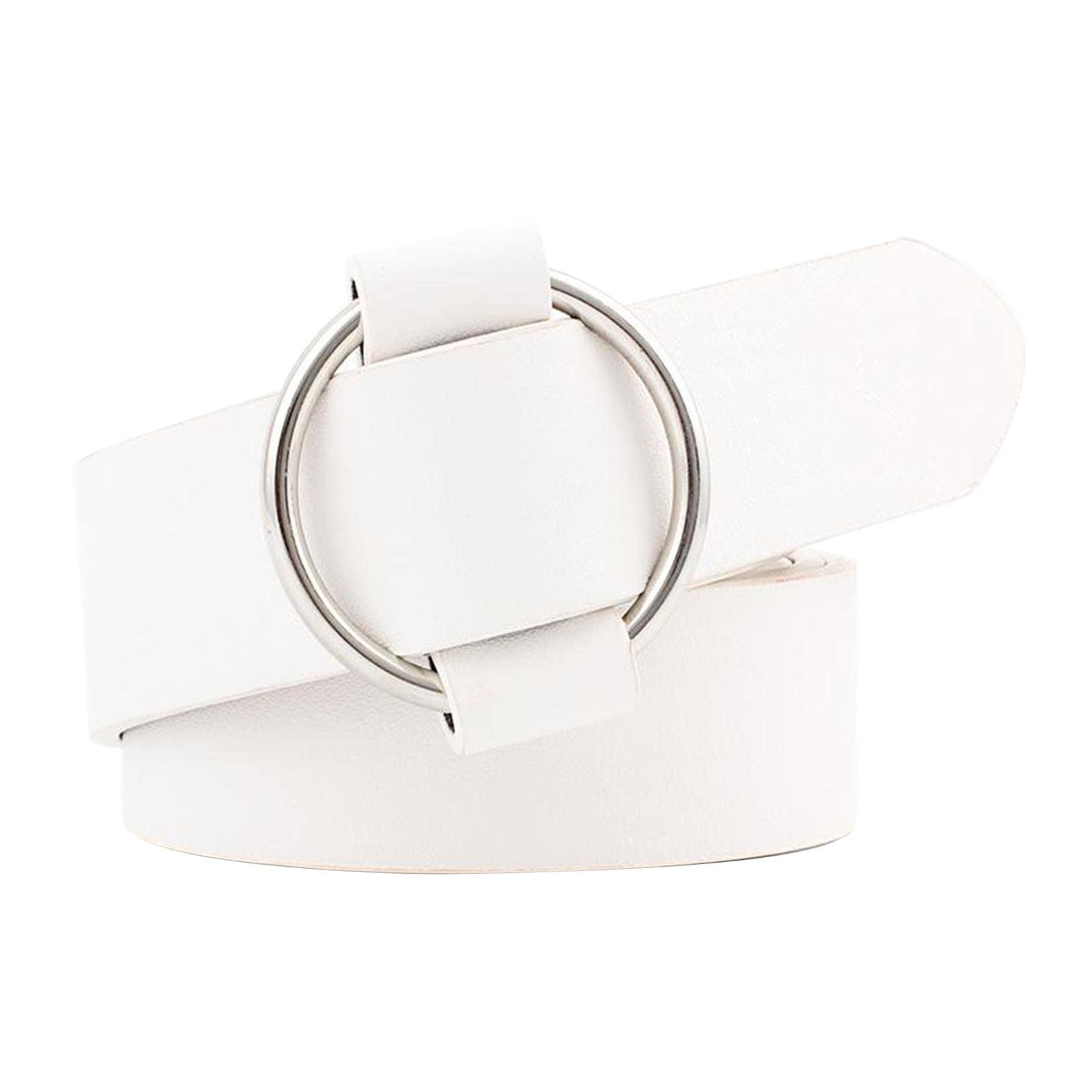 DYNWAVE Stylish Women's Leather Belt with Sleek Alloy Buckle in White