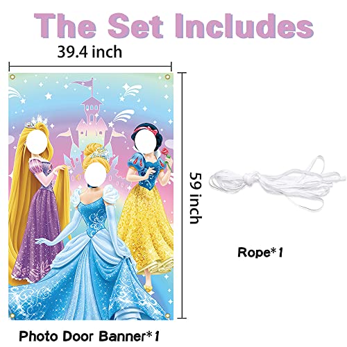 Generic ZZK-PZHF012-PDB Princess Photo Door Banner Princess Face Photography Fabric Banner Backdrop Princess Birthday Party Decorations Kids Party Game Photo Background thumb #4