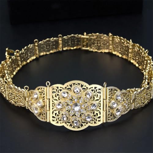 Wvapzxx Moroccan Caftan Belt Arabic Women Dress Waist Chain Gold Color Crystal Metal Waistband Algeria Bride Wedding Jewelry4