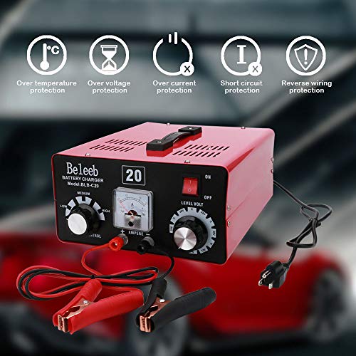 Beleeb Battery Charger Automotive, 12V/24V/36V/48V/60V/72V Voltage Adjustable Trickle Charger/Maintainer,40-150Ah 12A Max,Charge for Boat Marine Truck Lawn Mower Car Golf Cart - Thumbnail 3