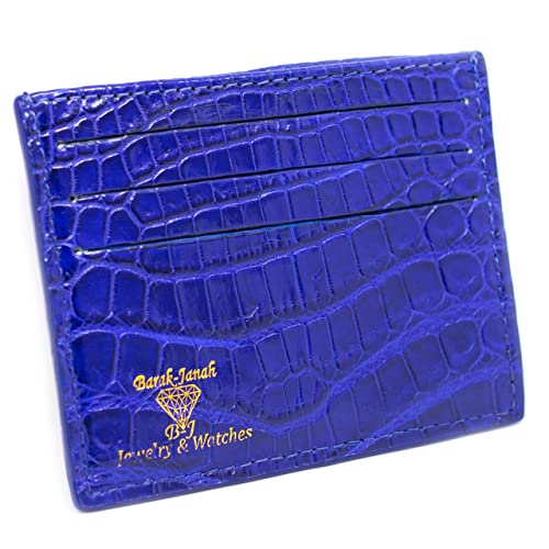 Real Alligator Crocodile Handmade Card Holders Wallet For Men And Women (Blue)2