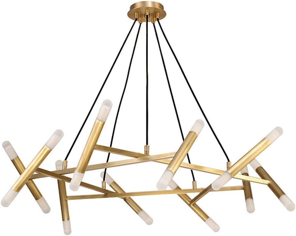 BOKT Mid Century Modern 20-Lights LED Sputnik Chandelier Light Fixture Brass Gold Round Chandelier Semi Flush Mount Ceiling Light Large Vintage Acrylic Glass Chandelier (Gold) Gold 20-Light