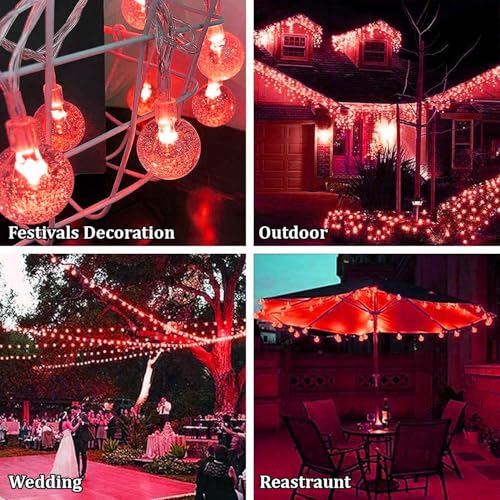 Image of fizzytech Crystal Ball String Lights - 30 LED, 6 Meter Decorative Fairy Lights for Bedroom, Living Room, Diwali, Christmas, Wedding, Party & Home Decoration (Red)