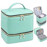 RZMAYIS Nail Polish Organizer, Nail Polish Storage Holds 30 Bottles & Nail Lamp, Double Layer Nail Bag Organizer Case, Portable Nail Polish Holder for Nail Tech Travel & Manicure Kit