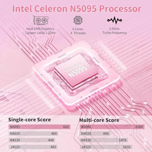 Image of 15.6''Pink Laptop Computer,1080P FHD Display,8GB RAM,512GB SSD,N5095 CPU Business Laptop,Numeric Keypad,Backlit Keyboard,Fingerprint Unlock,SD Card Reader,Webcam, 5GWiFi, HDMI,Pink