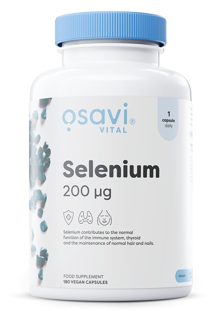Osavi Selenium 200 μg – 180 Vegan Capsules | Highly Absorbable L–Selenomethionine | Supports Immune System, Thyroid Function & Normal Hair & Nails | Protects Cells from Oxidative Stress