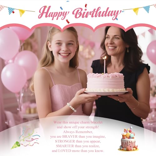Image of Birthday Gifts for Girls Bracelets, Beaded Bracelets as 1 3 4 5 6 7 8 9 10 11 Year Old Girl Birthday Girls Presents, Adjustable Pearl Bracelet with Letter as Birthdays Girl for Daughter Niece